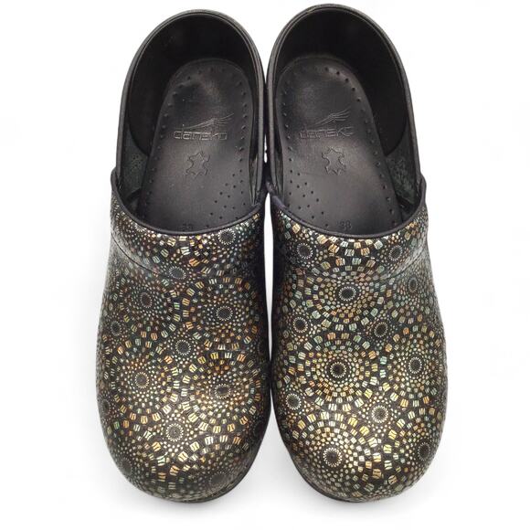 Dansko Clogs Women’s Size EU 38 US 8 Black Mosaic Metallic Leather Comfort Shoes - Picture 1 of 6